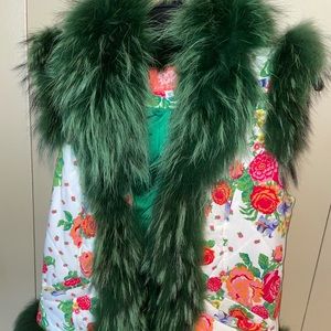 Green genuine fur vest.